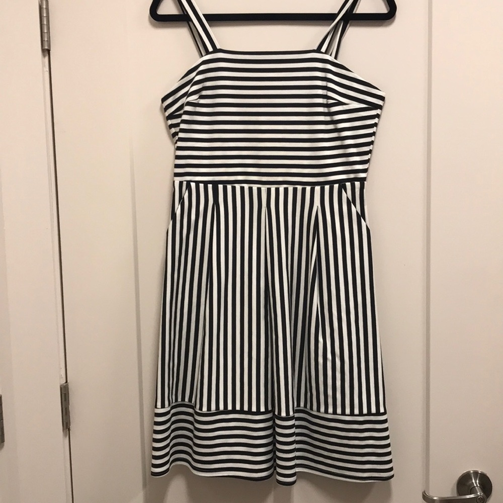 Brixon Ivy Black/White Striped Dress with POCKETS!